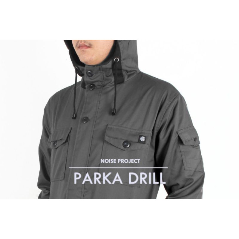 WOLV ORIGINAL JAKET PARKA DRILL Jaket pria jaket outdoor warna abu tua seri art PD01