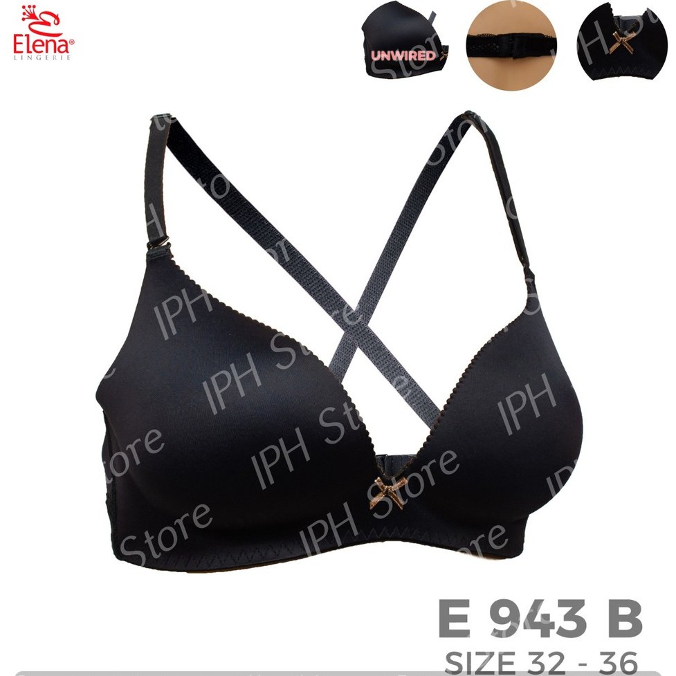 Bra / BH Elena E 943 B (Cup B, Tanpa Kawat, Busa Tipis, Bisa Lepas Tali, Kait 2)