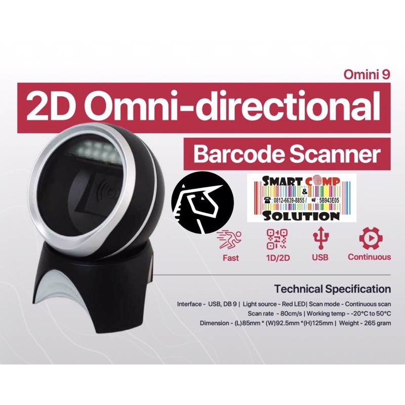 I-wareOmni Scanner Barcode Multi Laser 2D &amp; 1D Support Barcode QR E-Faktur Termurah Omini9 Unicorn