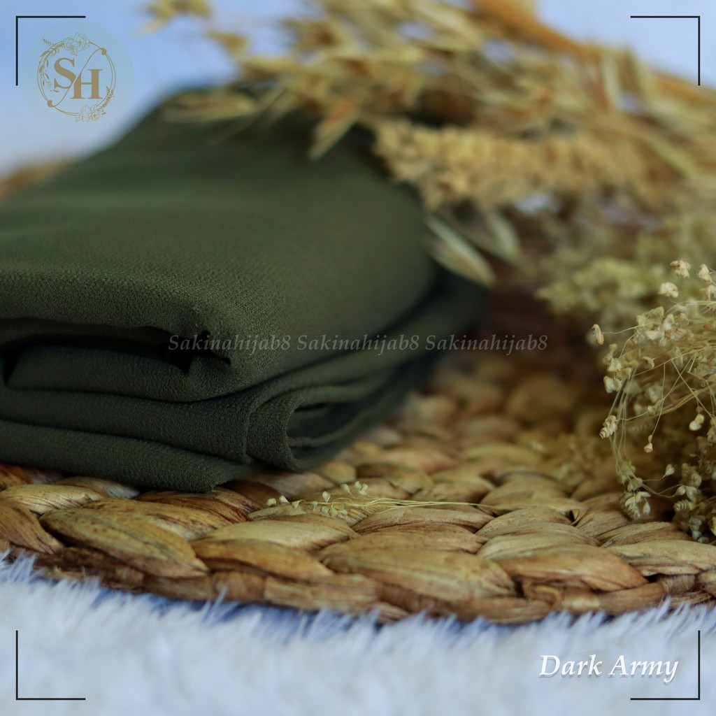PROMO Pashmina Ceruty Babydoll 200x75 cm jahit tepi CHAPTER1-Dark Army