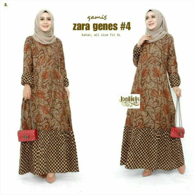  Gamis batik ZARA GENES  rempel bawah Shopee Indonesia