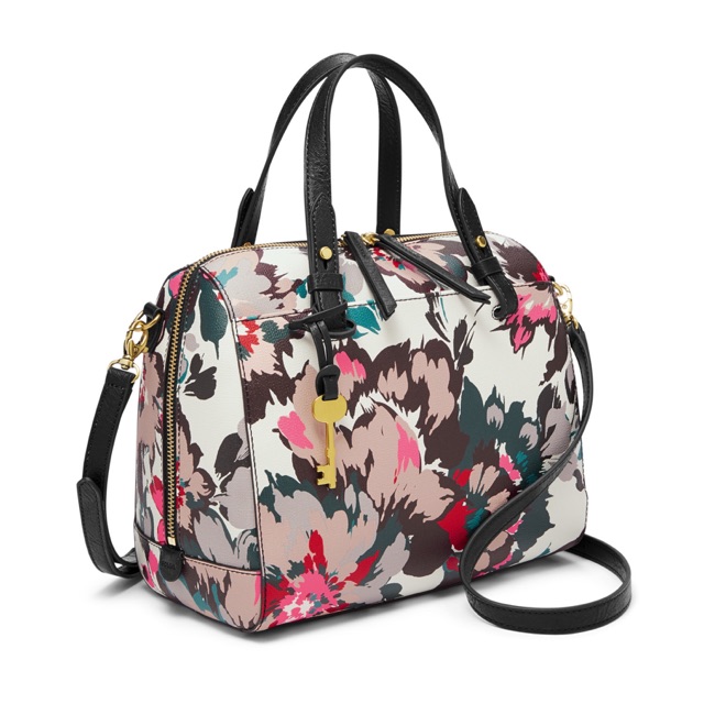 fossil rachel satchel pink floral
