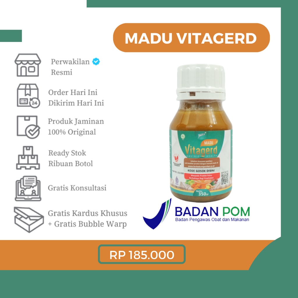 

BISA COD - Obat Asam Lambung Madu Herbal VITAGERD ASLI Ampuh Mengatasi Maag Lambung Kronis Gerd Axienty Mual Dan Asma