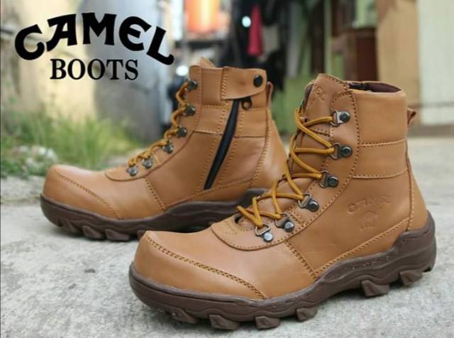 Sepatu camel boots seafty kulit full uf sapi asli