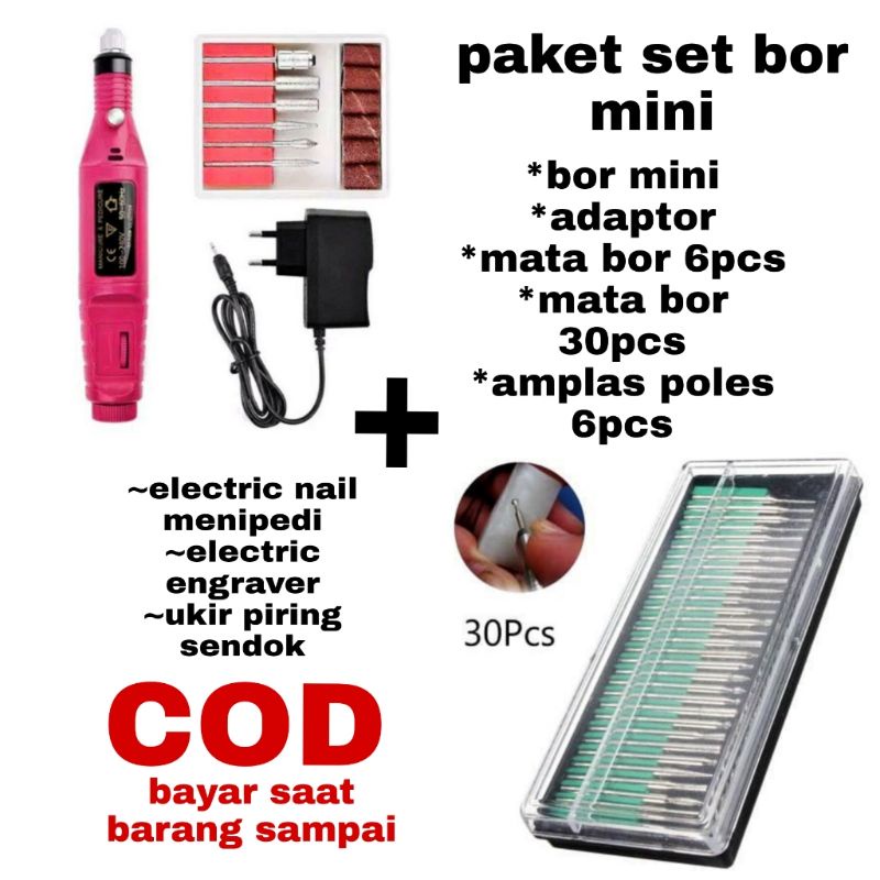 Bor mini grinder electric nail meni pedi alat ukir piring sendok