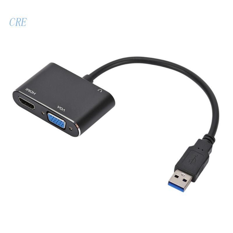 Cre Adapter Converter USB Ke VGA 3.0 Ke HDMI Untuk Windows 7 / 8