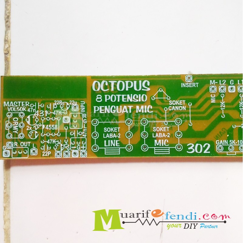 PCB mixer penguat mic 8 potensio OCTOPUS ORMY plus master