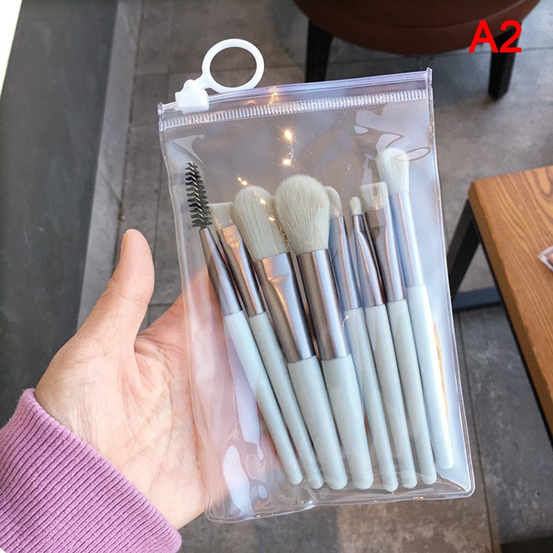 [Full] 8PCS Mini Pro Pinceaux De Maquillage Débutant Mat Manche En Bois Brosse Souple Portable