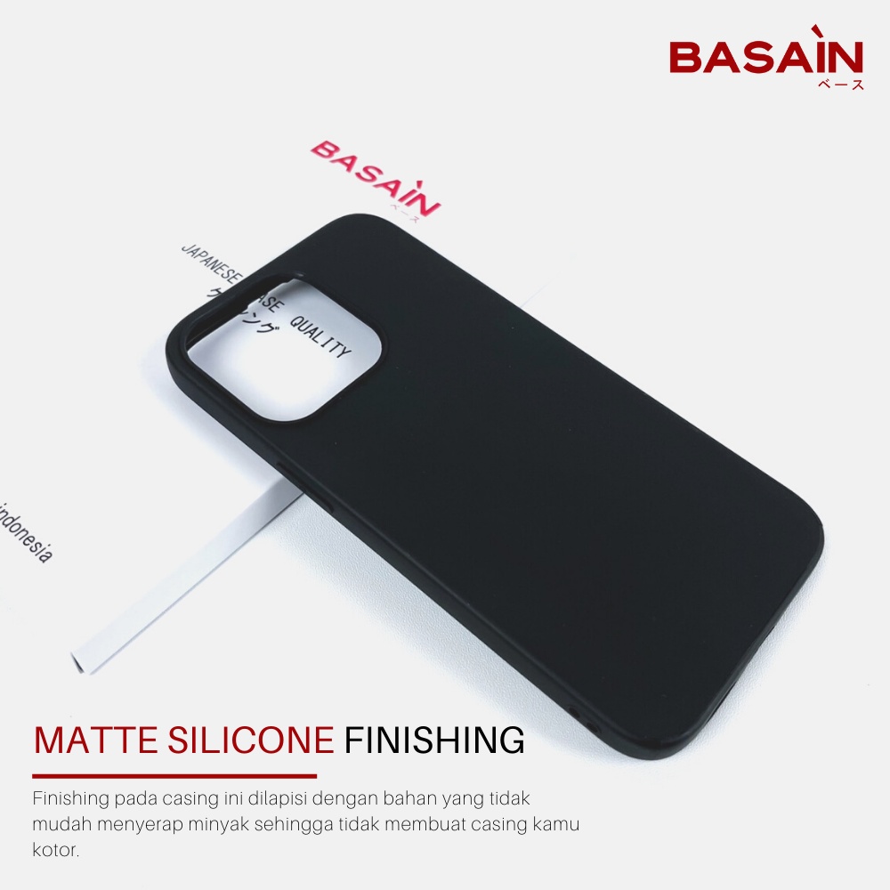 Casing iPhone 13 Pro Max Case Soft Silicone BASAIN Original - Black Mate