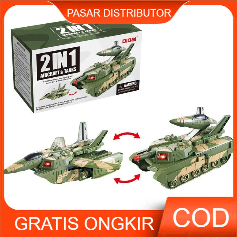 Mainan Anak 2in1 Aircraft &amp; Tank Mainan Mobil Tank &amp; Jet Transformers