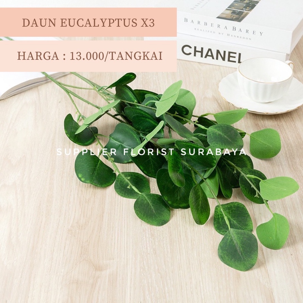 DAUN EUCALYPTUS DAUN ARTIFICIAL FLOWER BUNGA PALSU DAUN IMITASI