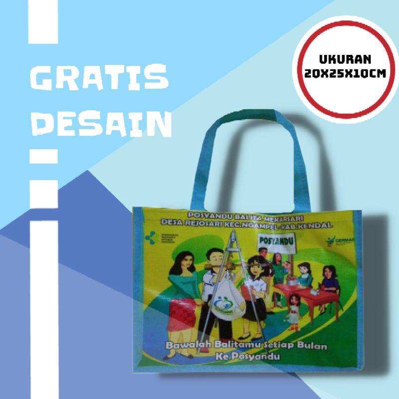 

Tas Souvenir Ulang tahun/Goodiebag bahan spunbond,free desain