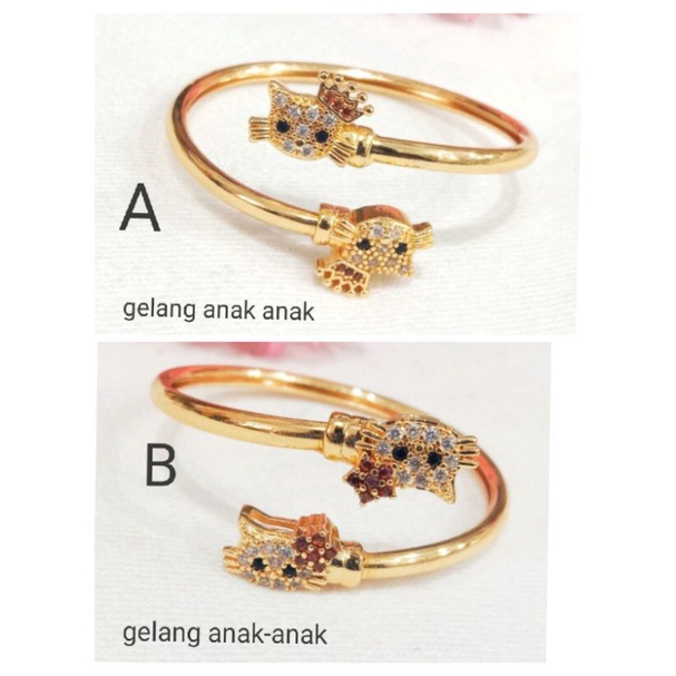 NAL17. Gelang xuping anak anak lapis emas dgn mata zircon ukuran flexibel model hello Kitty