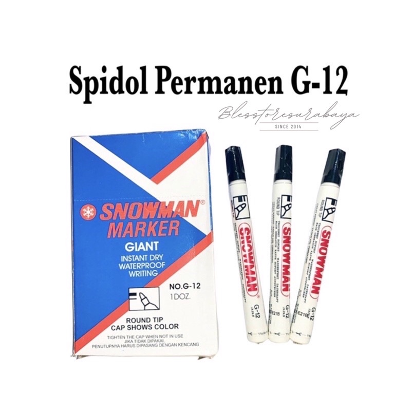 

[BS 630] Spidol / Marker Permanen Snowman G12 ORI / spidol permanent
