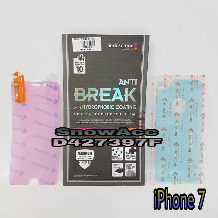 Anti Gores Indoscreen Anti Break Iphone 7 / iphone 8 Free Anti Gores Belakang