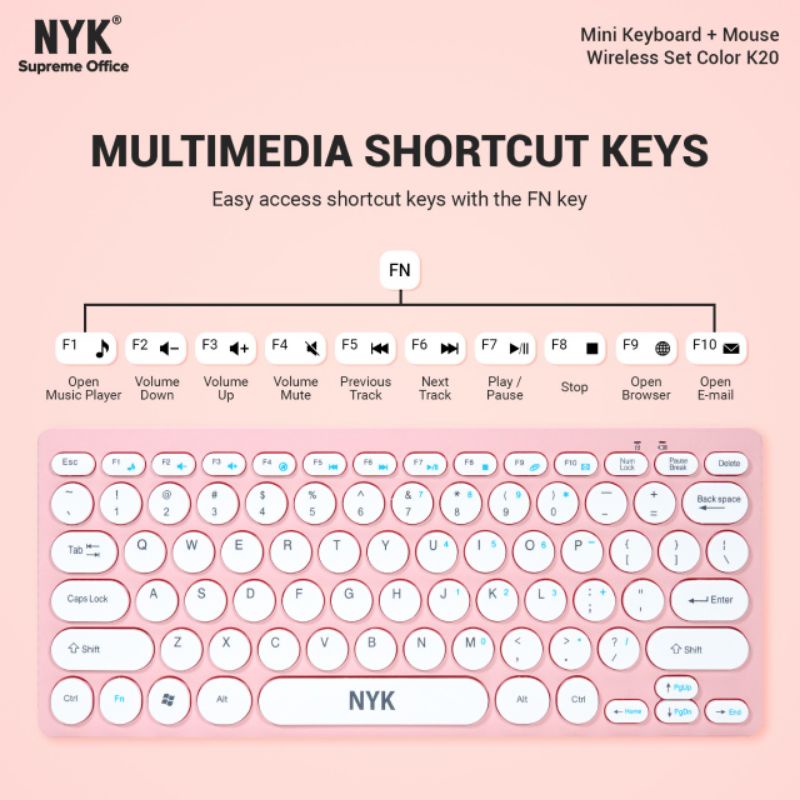 keyboard wireless nyk k20 mini keyboard mouse color combo