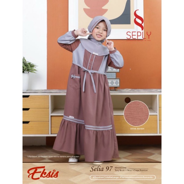 Seply Eksis 185 Almond Grey Meyra 60 Kaseo 147 Selia 97 Kliko 107 Baju Muslim Sarimbit Keluarga Family Series Terbaru