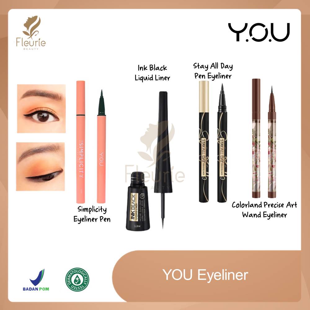 YOU Eyeliner Simplicity / Stay All Day Pencil Liner / Ink Black Liquid Liner / Colorland Precise Art Wander - Eyeliner Liquid / Pencil Original BPOM