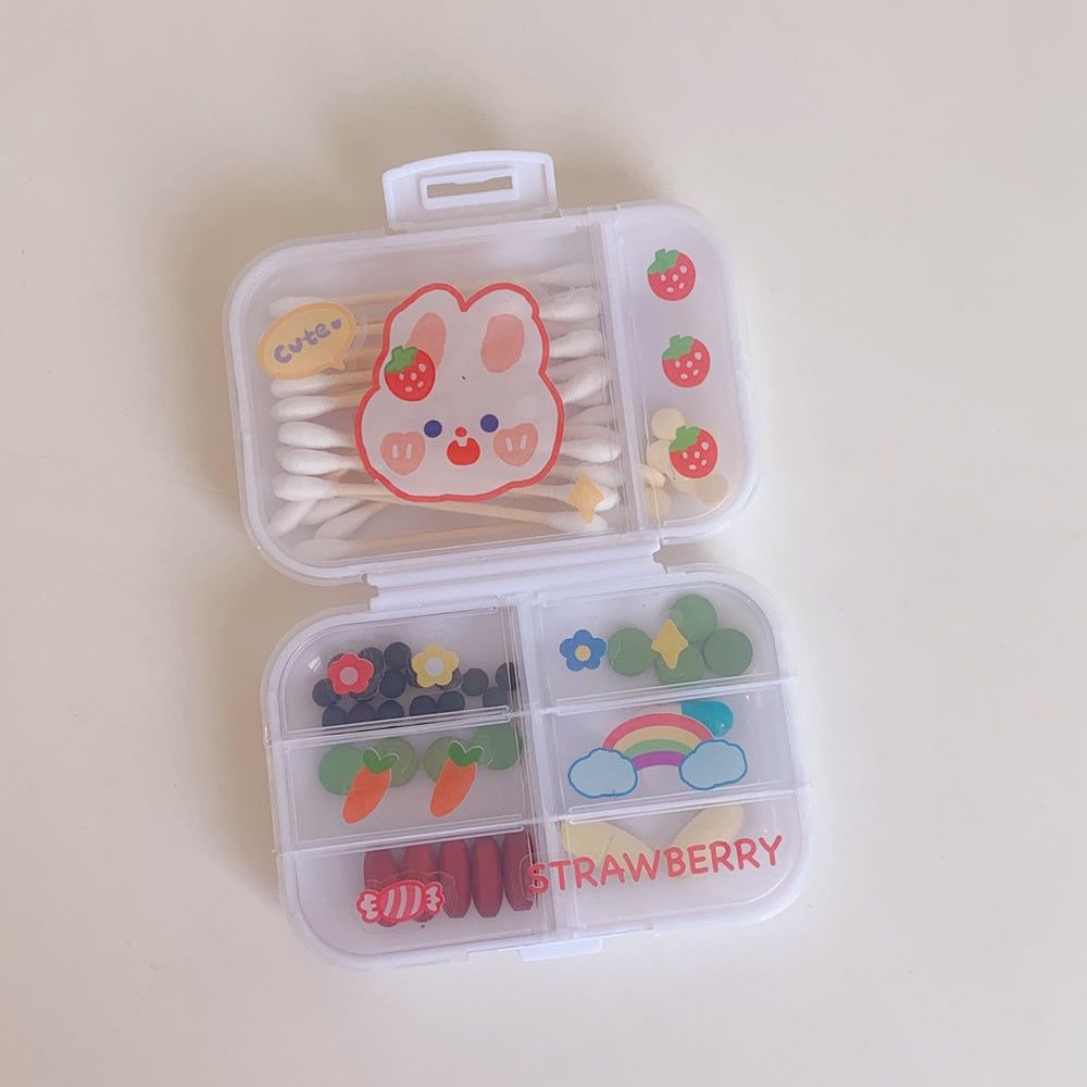 [Littlecrab] Box Obat Organizer Kotak Penyimpanan Medicine 8 Sekat Besar Kecil Multifungsi Aesthetic Flip Open Mini Box Kotak Putih Transparan Unik Stationary Kit Aesthetic Organizer