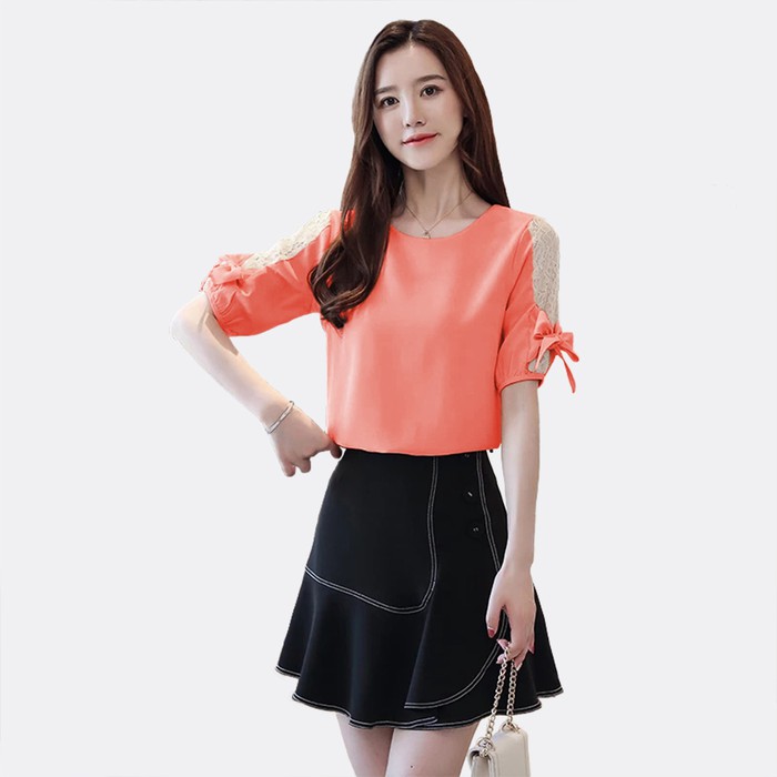 Blouse Wanita Stylis Baju Atasan Model Terbaru Tren 2020 Baju Sab Ja259 Tangan Pendek Gaya Korea Ko Shopee Indonesia