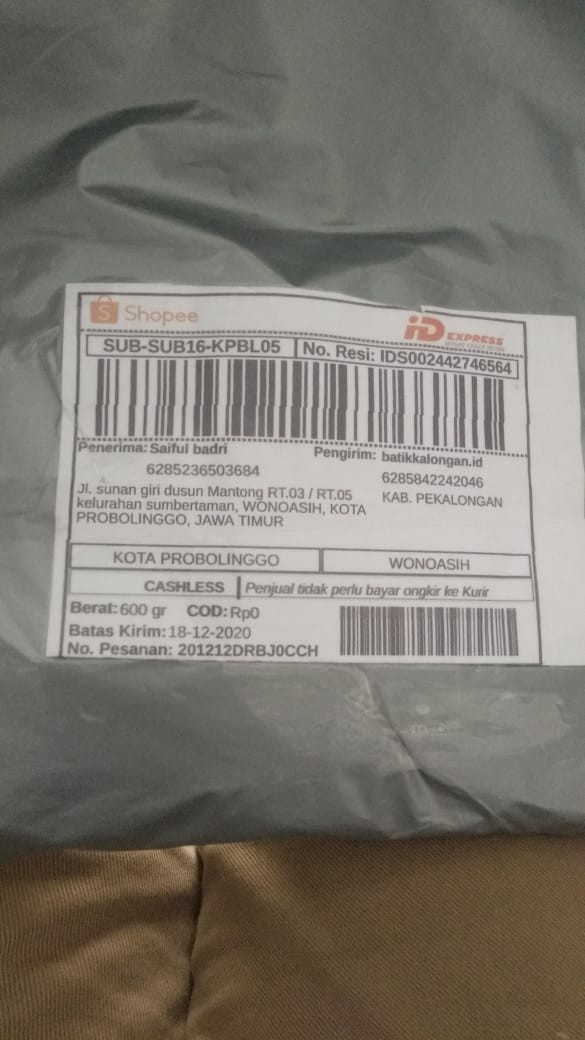 Batik Kalongan Hrb026 Kenongo Kemeja Hem Pendek Padi Pekalongan 02