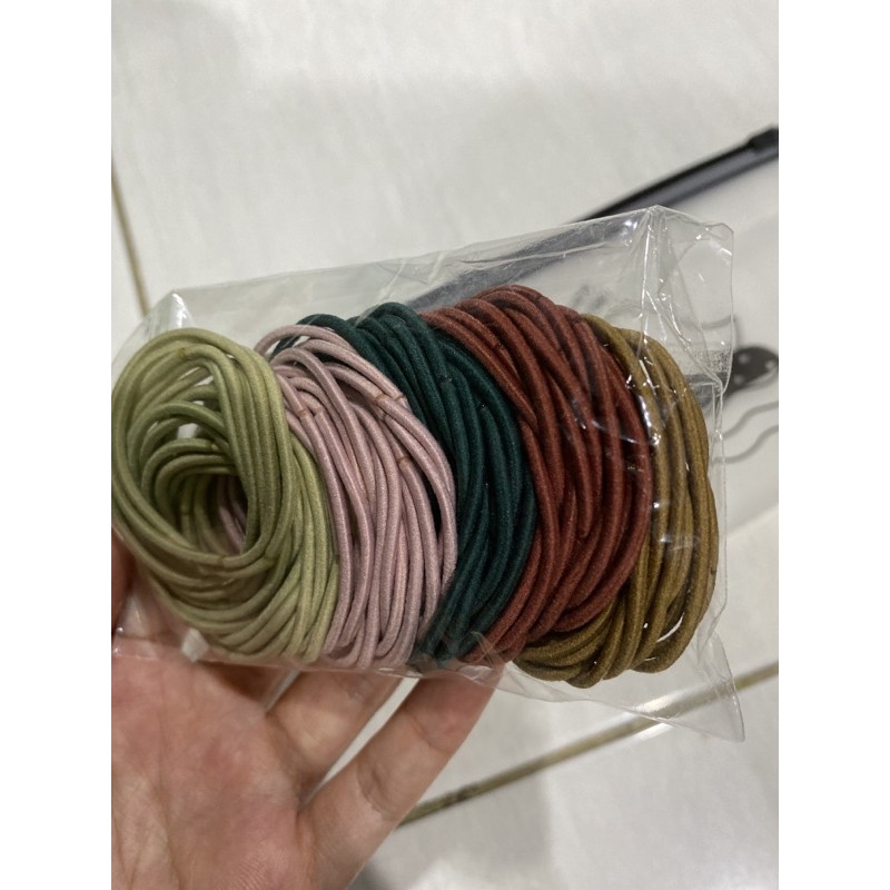 100 pcs Kunciran Rambut Pouch Korea-Mix dark pastel 100