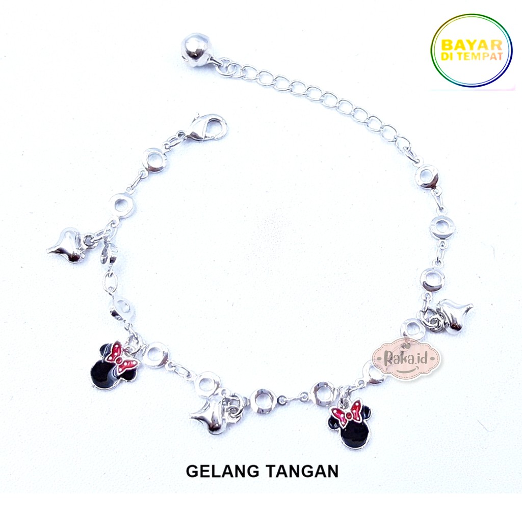 Raka Acc - Gelang Tangan Anak Minnie Mouse Pita Hitam Xuping Perhiasan Lapis Emas 18k 182