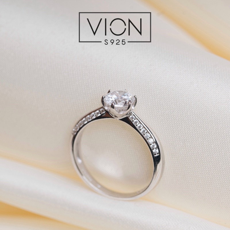Vion S925 Ring  10481 , cincin perak silver 925 crystal zirconia , cincin replika berlian