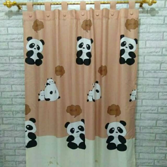 Gorden karakter / Gorden anak / Gorden bahan katun panca motif Panda Coklat