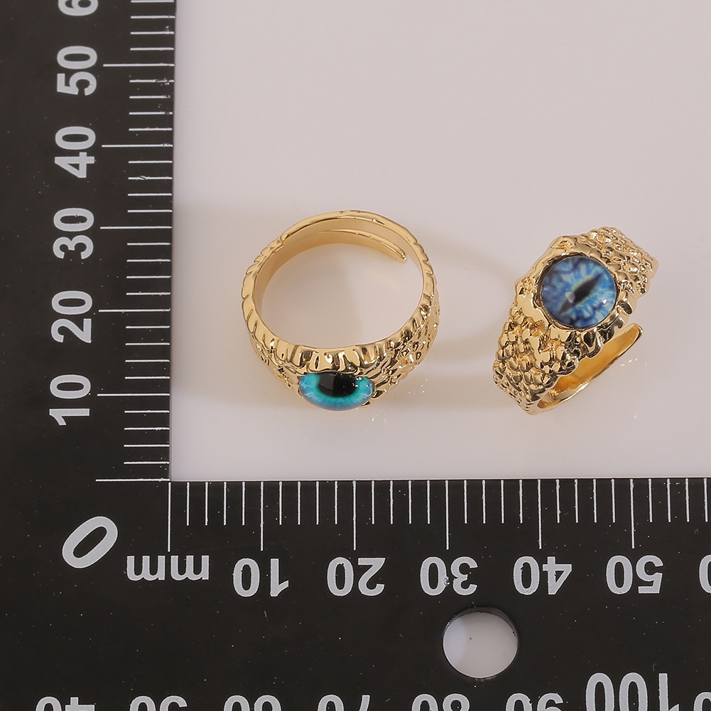 Perhiasan tangan tembaga berlapis emas vintage Iblis Mata pria dan wanita buka ekor cincin