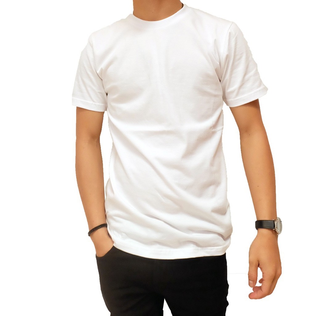 PUTIH / Kaos Polos 100% ASLI Katun Combed 30S / Kaos Distro Pria