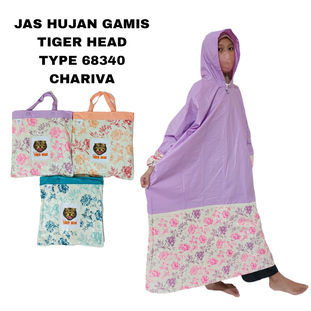 Jas Hujan Gamis Muslimah Terbaru Aisha Type 68340 Tiger Head