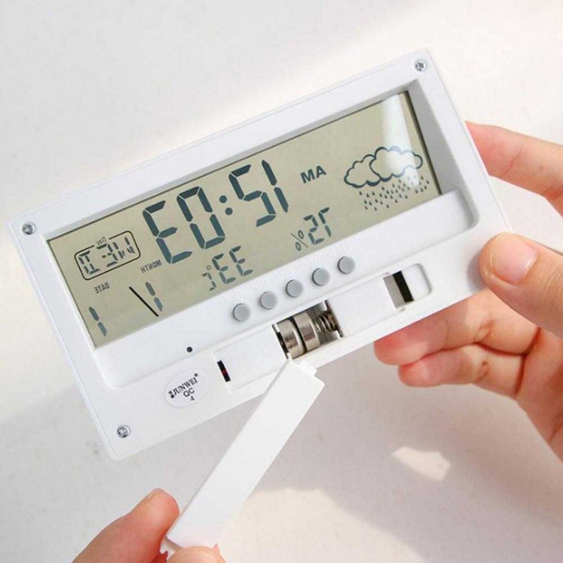 Jam Alarm Weker Meja Digital Suhu Ruangan Kualitas Udara Thermometer Hygrometer