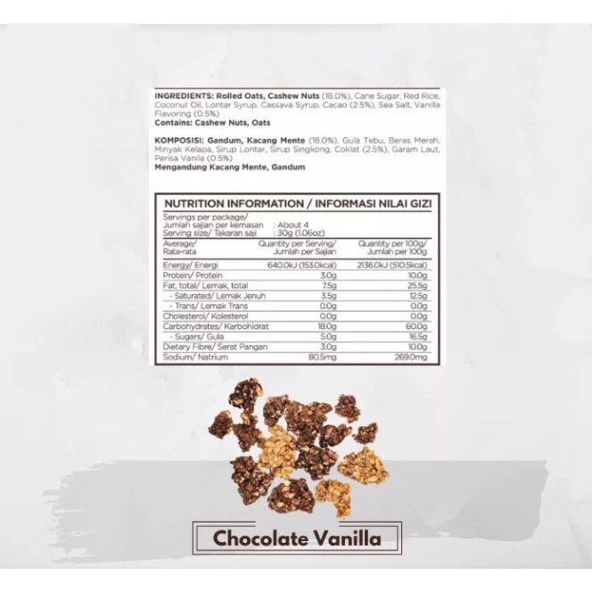 East Bali Cashews Granola Chocolate Vanilla 400gr