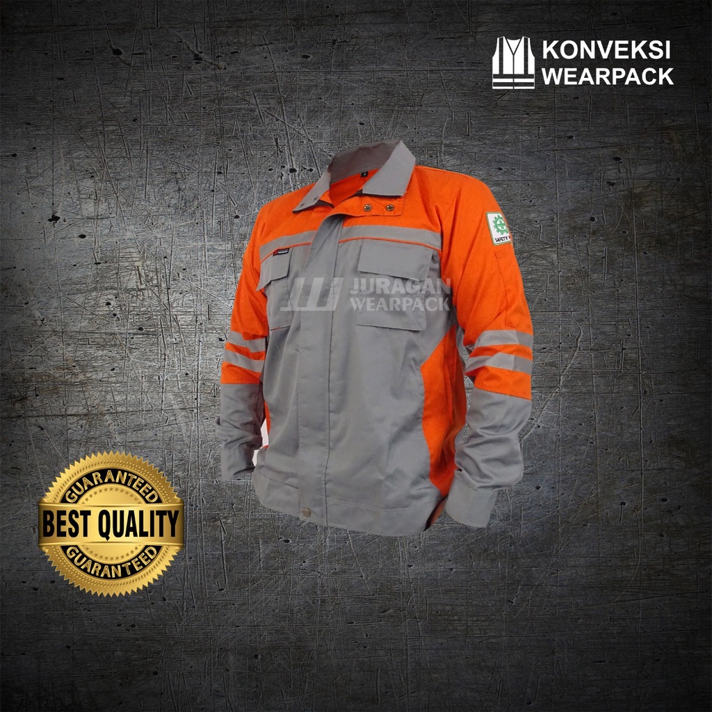 Wearpack Safety Warna Orange Kombinasi Abu