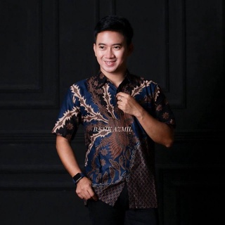 kemeja batik pria lengan pendek baju batik pria batik kantor seragam kerja ukuran reguler m.l.xl