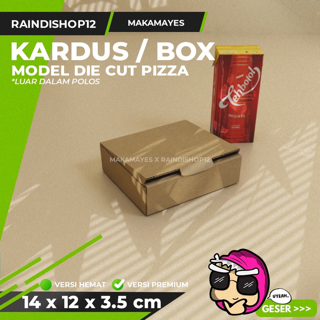 

(MIN 10 PCS) BOX 14 X 12 X 3.5 CM KARDUS DIE CUT PIZZA KEMASAN PACKAGING KADO