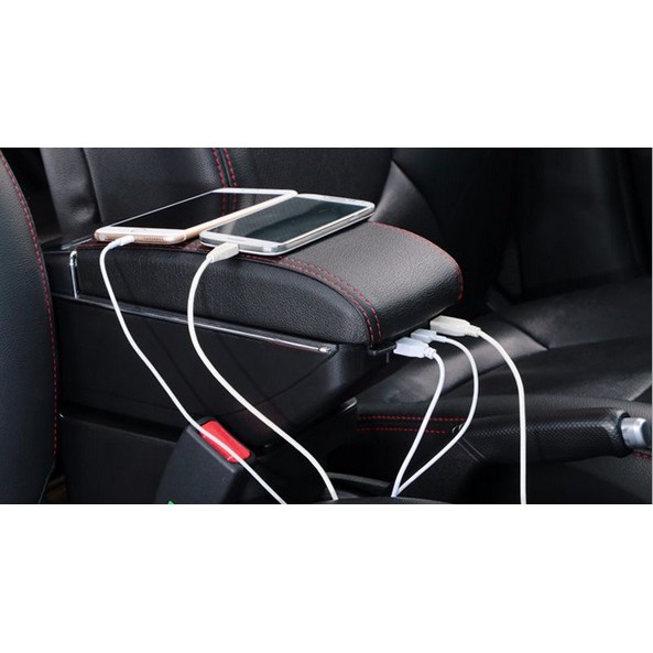 Armrest Console Box Kotak Alas Lengan MAZDA 2 dual stack 7 Port USB Charger