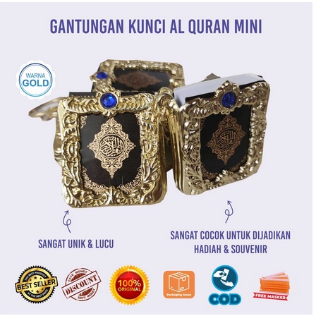 Gantungan Kunci Bentuk Alquran Warna Emas dan Perak Random Souvenir Oleh Oleh Haji