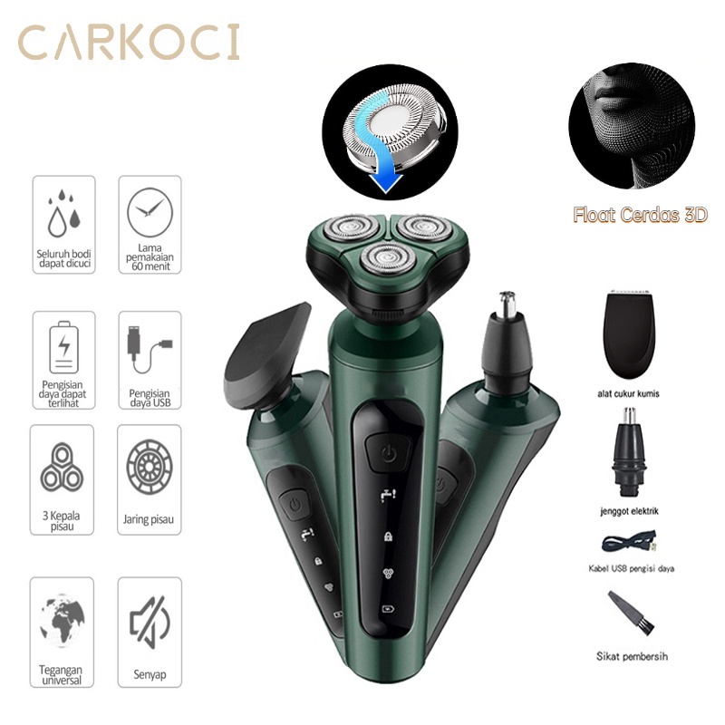 Alat Cukur Rambut Elektrik Shaver Listrik Cukur Jenggot Listrik Portable 3 IN 1