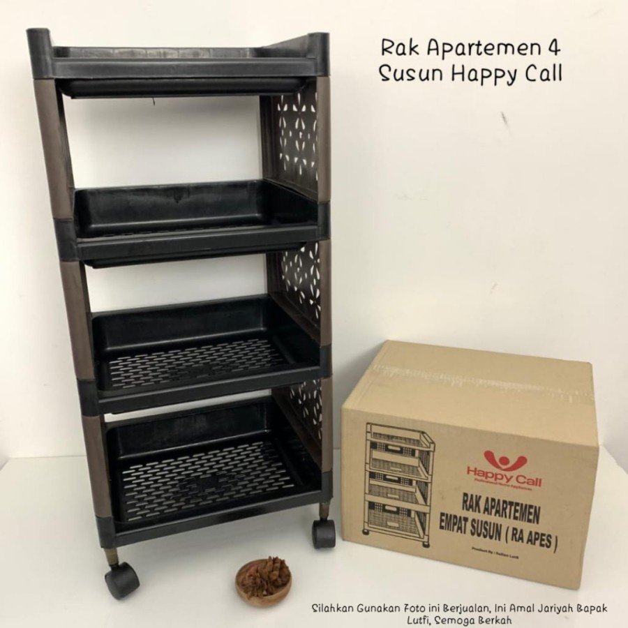 Rak Apartemen 4 Susun  Plastik Pakai Roda ELCO Happy Call Bongkar Pasang