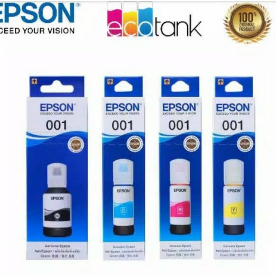 Tinta Epson 001 Original All Warna Black Cyan Magenta Yellow