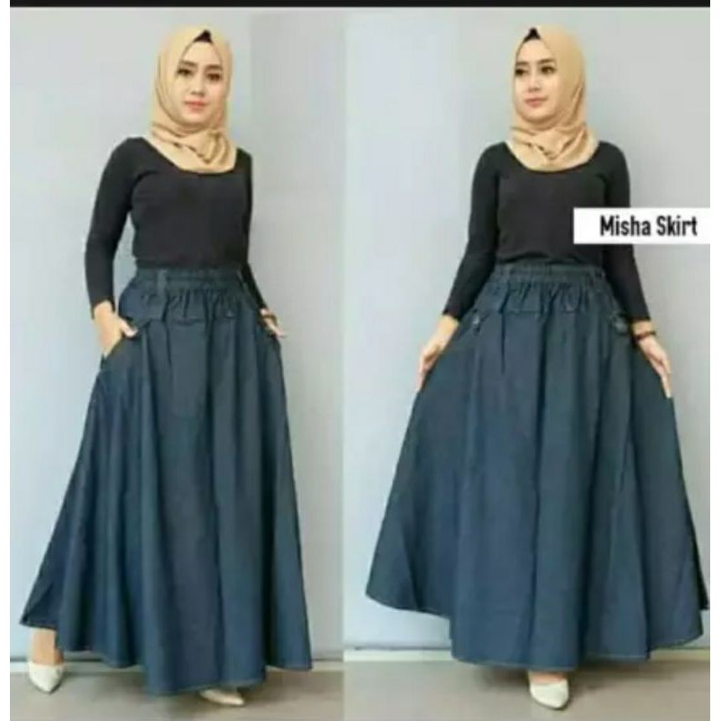 Rok Levis Payung Panjang muslimah cantik