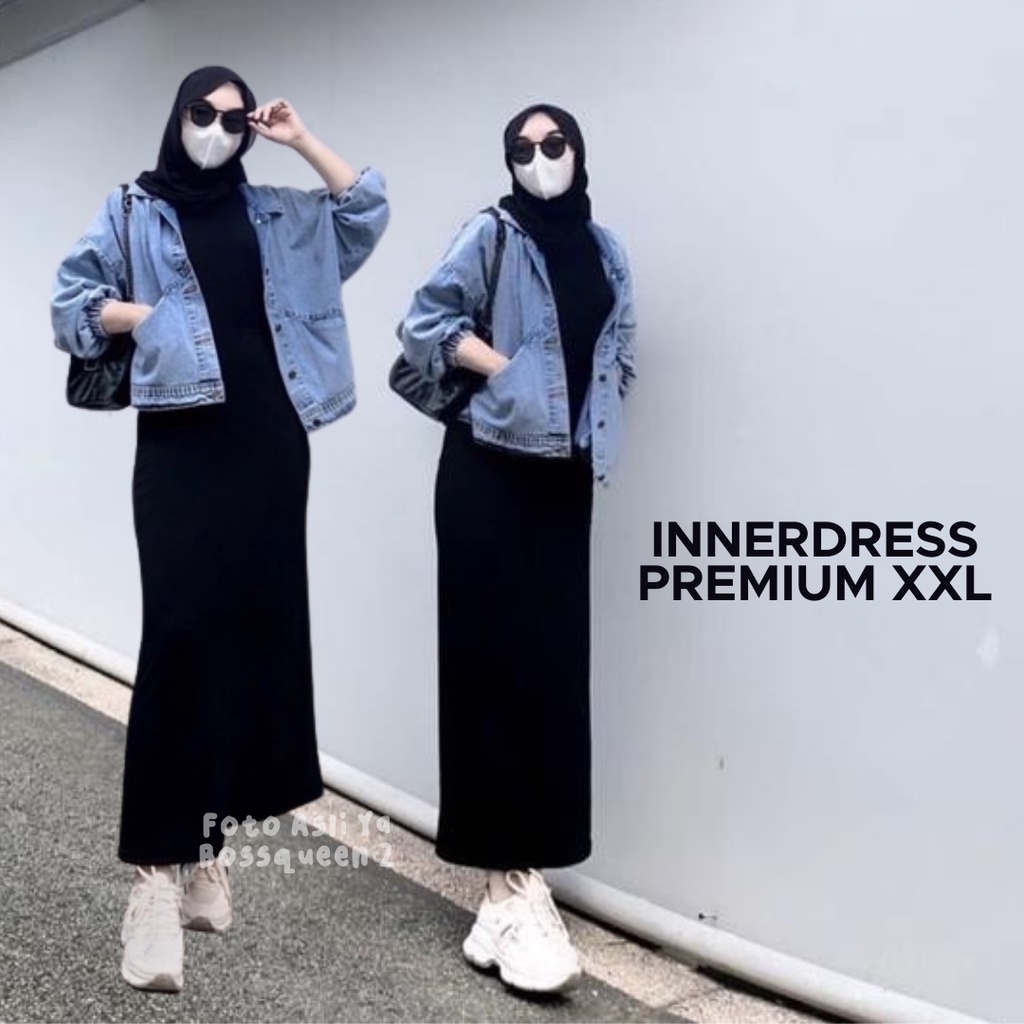 INNER DRESS SLEEVELEES PREMIUM TEBAL /INNER DRES SPAN XXL /INNER DRESS PANJANG TANPA LENGAN