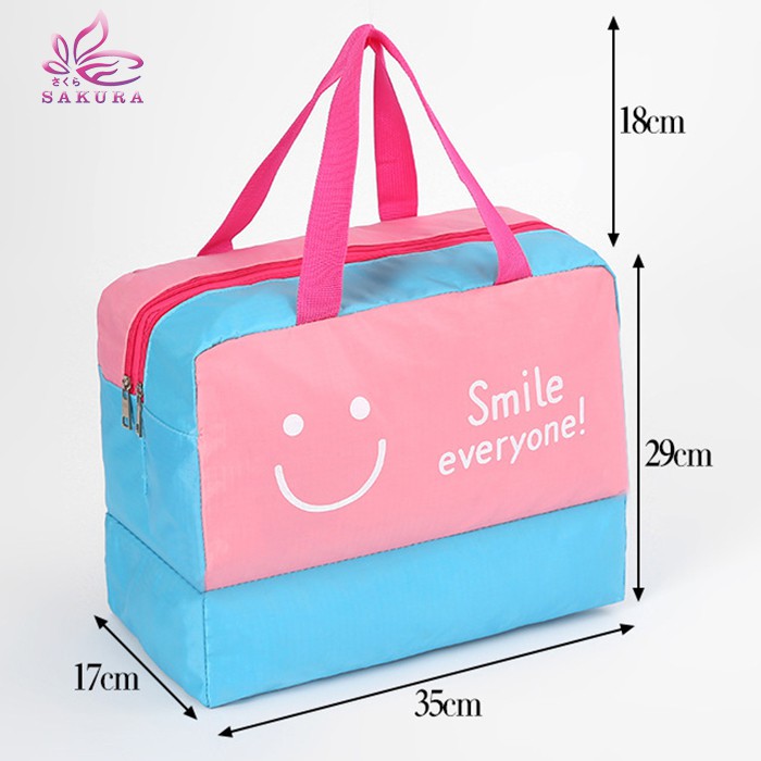 Tas Koper Jinjing Smile Bonjour 3 Layer Fold Travel Bag ADA TEMPAT SEPATU anti air - sosoyo