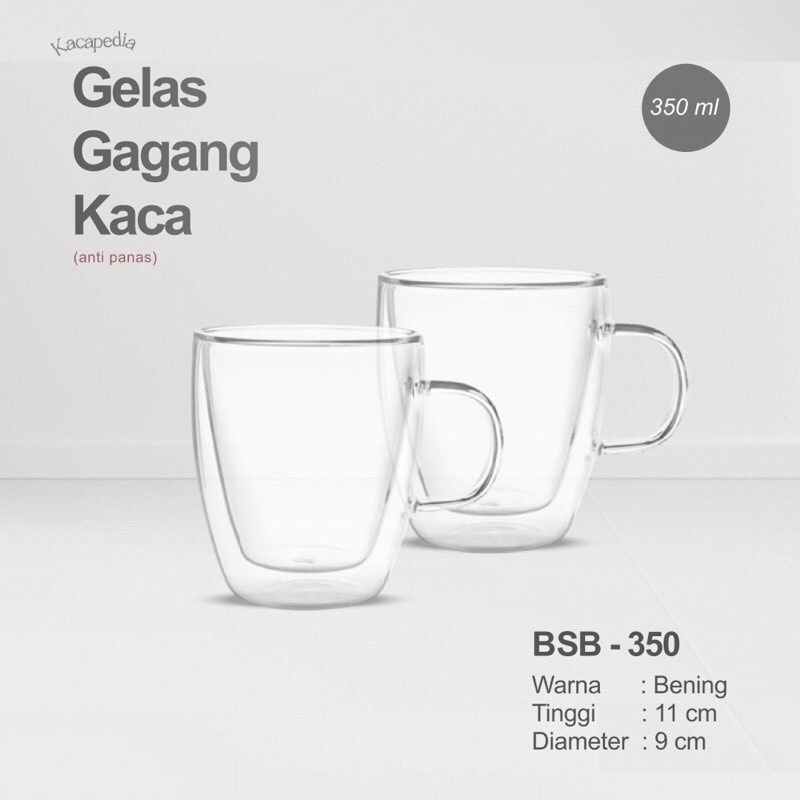 Gelas Aesthetic Gelas Kaca Double Wall Glass Gelas Anti Panas Borosilicate Glass 350ml