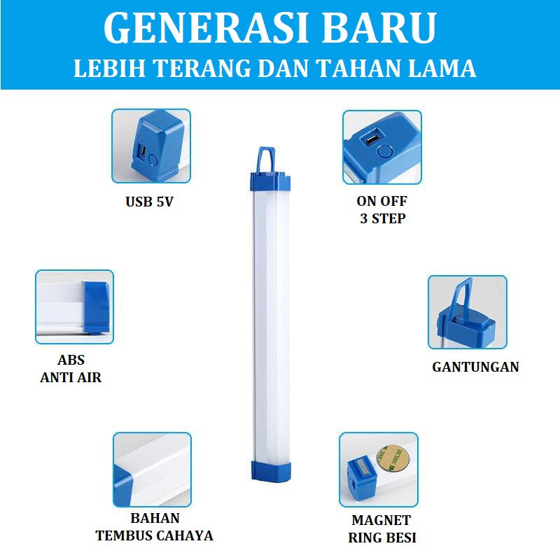 Lampu LED Emergency portable tempel atau gantung lamp lampu portable USB lampu darurat lampu multifungsi lampu tempel magnet