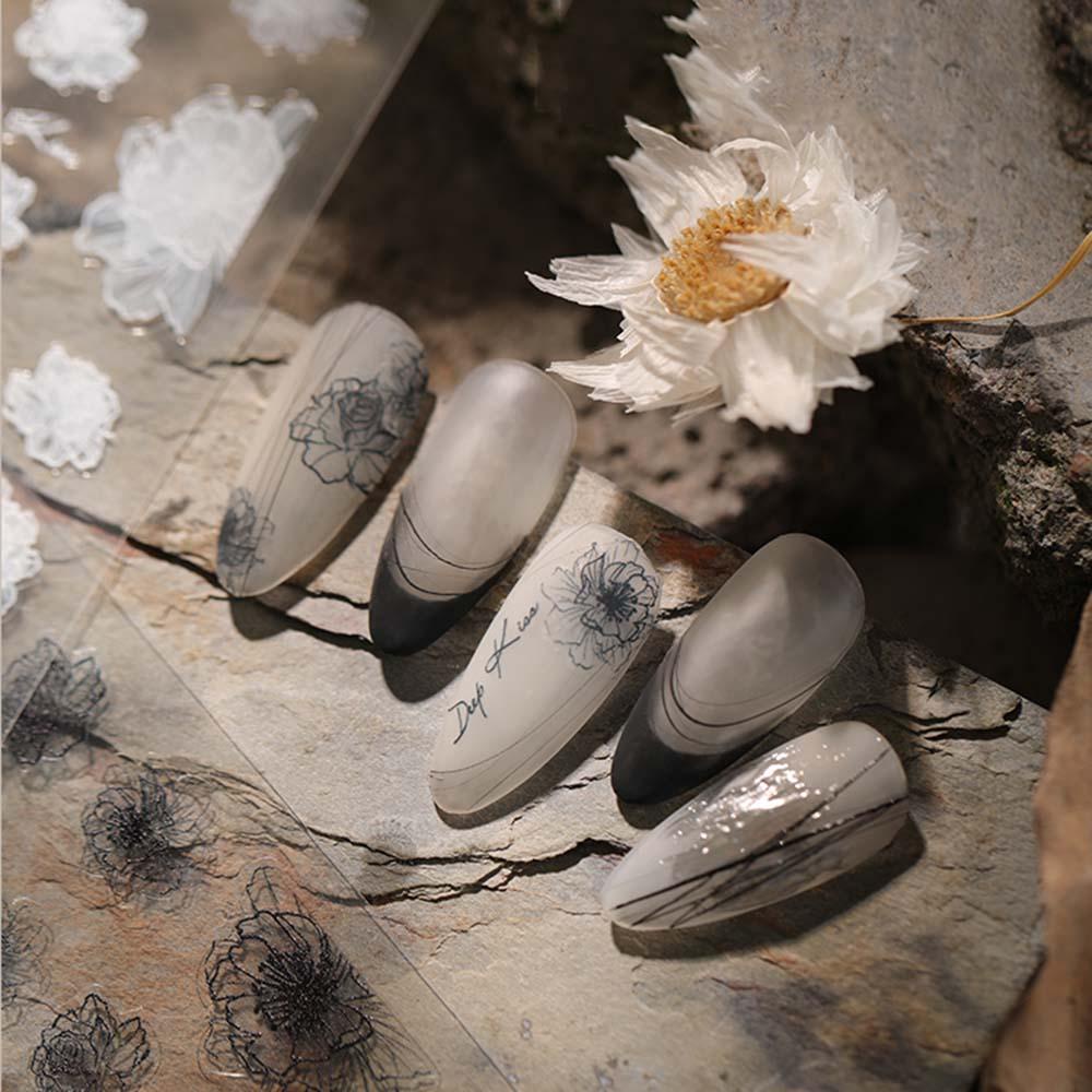 AUGUSTINA Agustin 5D Stiker Kuku Ukiran Jepang Tembus Bunga Pesona Slider Stiker DIY Nail Art Desgin