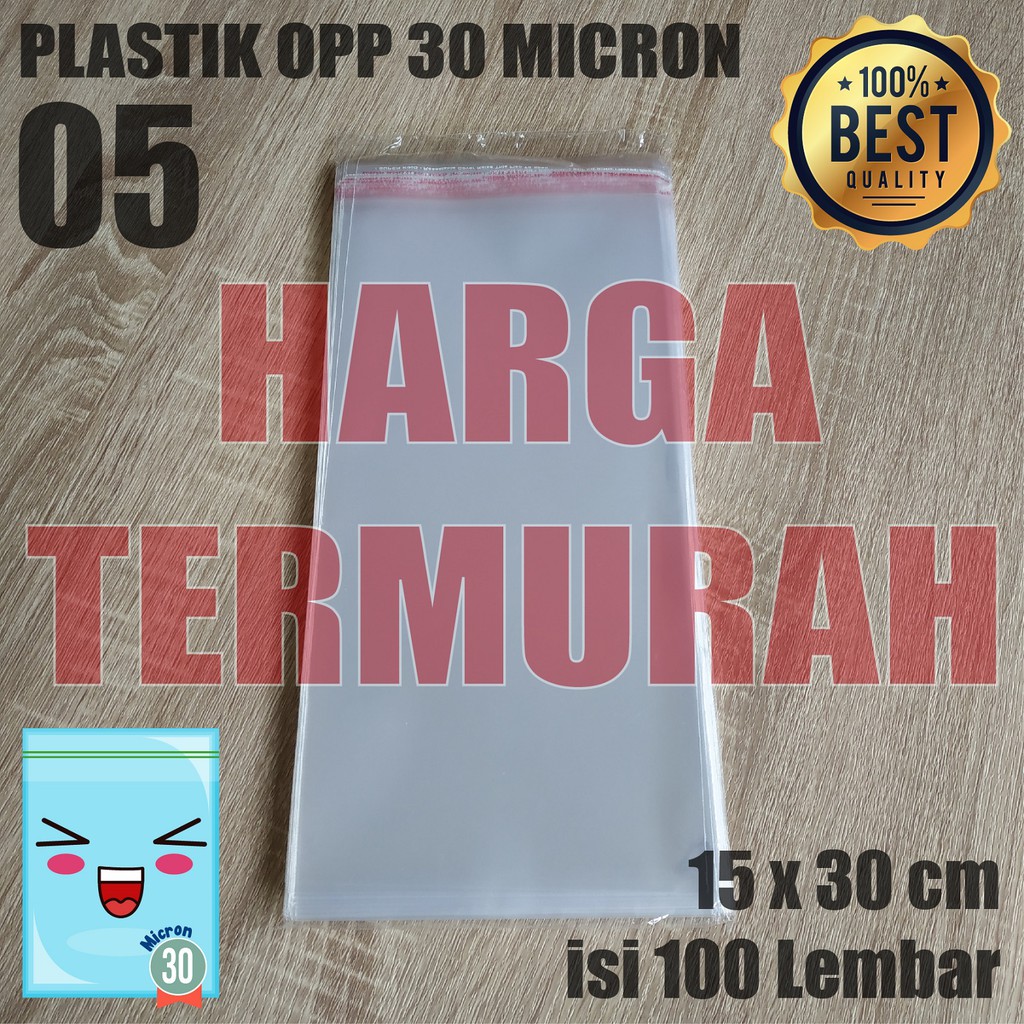 

PLASTIK OPP TEBAL 15 x 30 cm 30 Micron (0,5) PLASTIK KEMASAN ISI 100 PCS