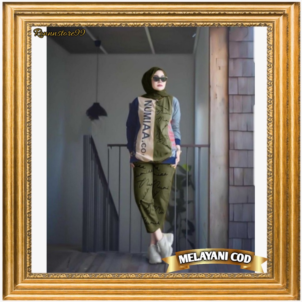 jumbo set wanita celana wanita dewasa trend kekinian setelan numia bahan babyterri ld 114cm pjg65cm